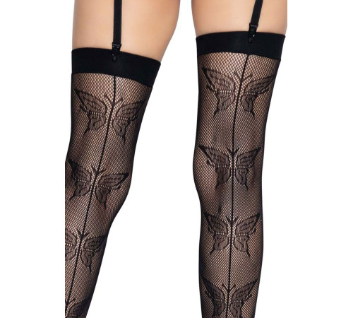 Панчохи-сітка зі швом ззаду Leg Avenue Butterfly back seam this highs One size Black