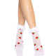 Шкарпетки жіночі з полуничним принтом Leg Avenue Strawberry ruffle top anklets One size, мереживні м