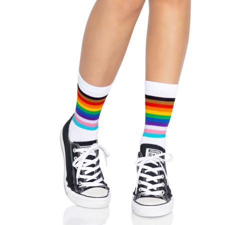 Шкарпетки жіночі в смужку Leg Avenue Pride crew socks Rainbow, 37–43 розмір