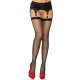 Панчохи-сітка зі швом Leg Avenue Fishnet thigh highs with bow One sice Black, декор: бантики, стрази