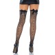 Панчохи-сітка зі швом ззаду Leg Avenue Bow back seam thigh highs One size Black, атласний бант