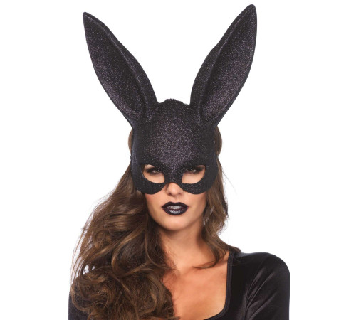 Блискуча маска кролика Leg Avenue Glitter masquerade rabbit mask Black