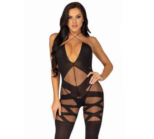 Бодістокінг Leg Avenue Illusion halter bodystocking One size Black, доступ