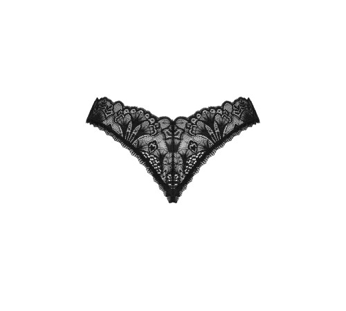 Мереживні стрінги Obsessive Donna Dream crotchless thong XS/S Black, відкритий доступ