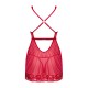 Прозора сорочка бебі-дол Obsessive Lacelove babydoll & thong XL/2XL Red, мереживо, стрінги