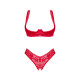 Комплект білизни Obsessive Lacelove cupless 2-pcs set XS/S Red, відкритий доступ, відкриті груди