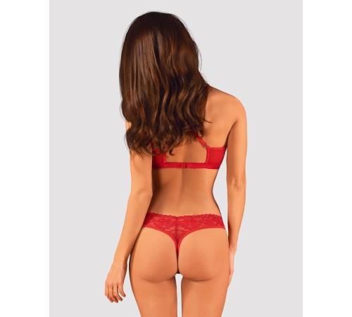 Комплект білизни Obsessive Lacelove cupless 2-pcs set XL/2XL Red, відкритий доступ, відкриті груди