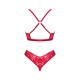 Комплект білизни Obsessive Lacelove cupless 2-pcs set XL/2XL Red, відкритий доступ, відкриті груди