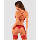 Комплект білизни Obsessive Lacelove cupless 3-pcs set M/L Red, бюстгальтер, стрінги, пояс для панчіх