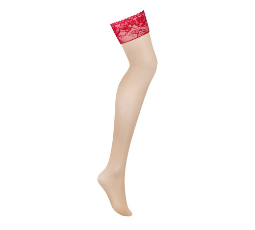 Панчохи під пояс із широким мереживом Obsessive Lacelove stockings M/L