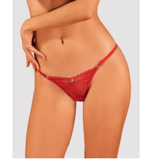 Мереживні стрінги Obsessive Lacelove thong XS/S Red, низька посадка