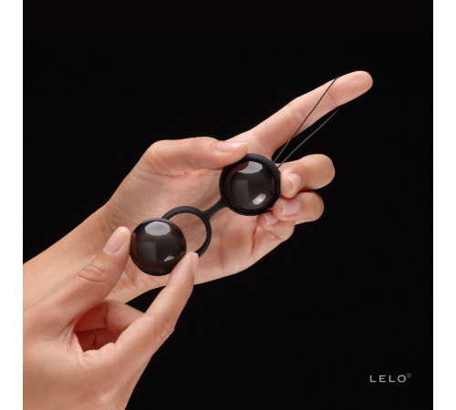 Вагінальні кульки LELO Luna Beads Noir Black, зміщений центр ваги, діаметр 2,9 см, 2х37 г