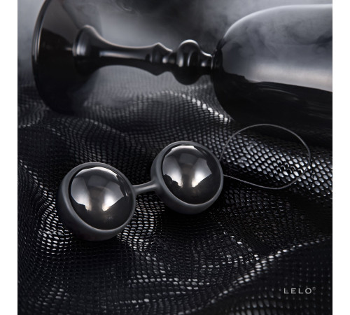 Вагінальні кульки LELO Luna Beads Noir Black, зміщений центр ваги, діаметр 2,9 см, 2х37 г