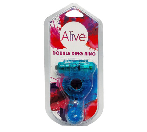 Ерекційне віброкільце Alive: Double Ding Ring Blue, два мотори