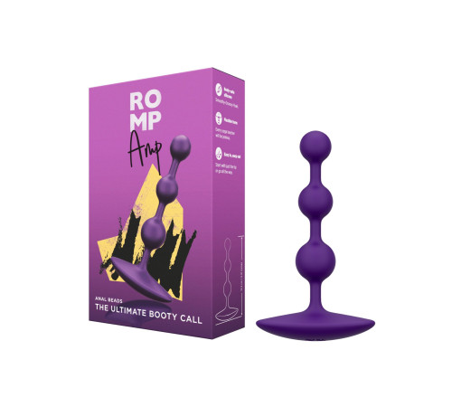 Анальне намисто Romp Amp Dark Purple, силікон, макс. діаметр 2,6 см