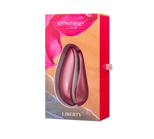 Вакуумний кліторальний стимулятор Womanizer Liberty Pink, магнітна кришка, 2 насадки