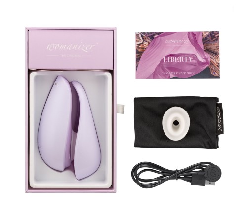 Вакуумний кліторальний стимулятор Womanizer Liberty Lilac, магнітна кришка, 2 насадки