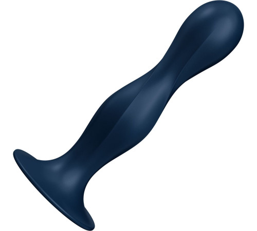 Дилдо Satisfyer Double Ball-R Dark Blue, унісекс, рухомі кульки всередині, на присосці