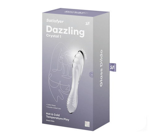 Двосторонній скляний дилдо Satisfyer Dazzling Crystal 1 Transparent, дуже міцний, без стопера