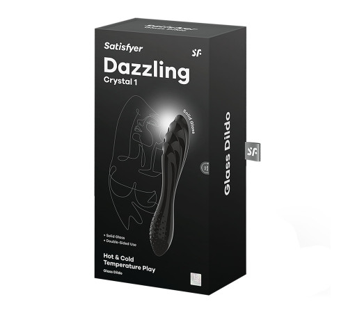 Двосторонній скляний дилдо Satisfyer Dazzling Crystal 1 Black, дуже міцний, без стопера