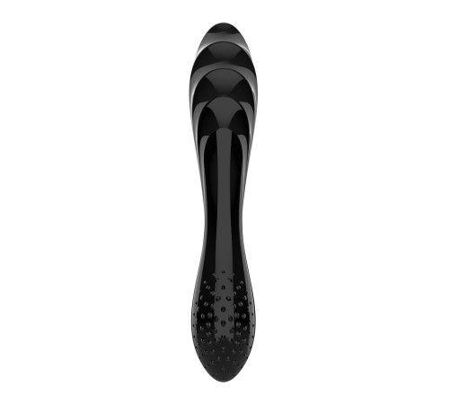 Двосторонній скляний дилдо Satisfyer Dazzling Crystal 1 Black, дуже міцний, без стопера