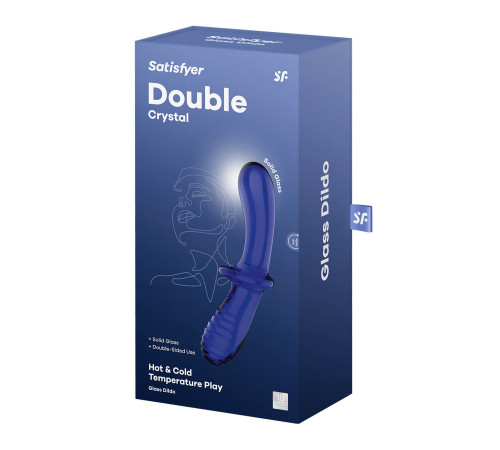 Двосторонній скляний дилдо Satisfyer Double Crystal Light blue, боросилікатне скло, унісекс