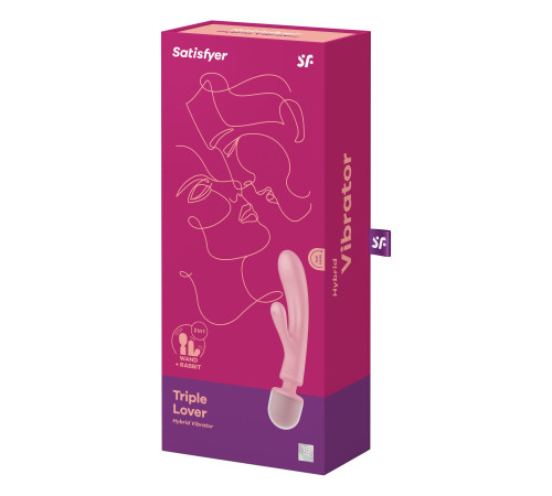 Вібратор-кролик з вібромасажером Satisfyer Triple Lover Pink, 3 мотори