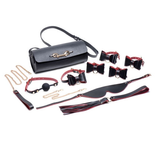 Набір БДСМ з дорожньою сумкою Master Series: Bow — Luxury BDSM Set With Travel Bag, 11 предметів