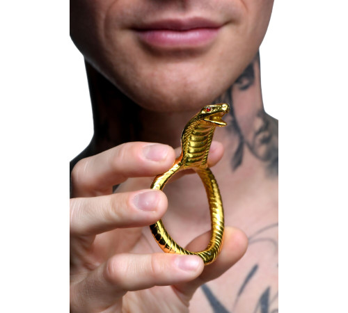 Ерекційне кільце з головою кобри Master Series: Cobra King Golden Cock Ring