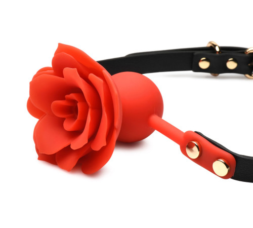 Силіконовий кляп з трояндою Master Series: Blossom Silicone Rose Gag – Red