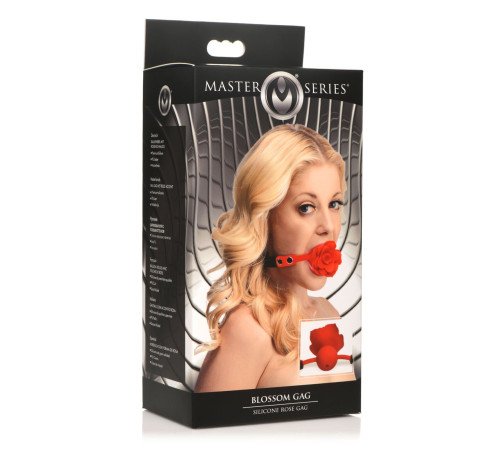 Силіконовий кляп з трояндою Master Series: Blossom Silicone Rose Gag – Red