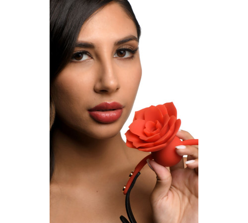 Силіконовий кляп з трояндою Master Series: Blossom Silicone Rose Gag – Red