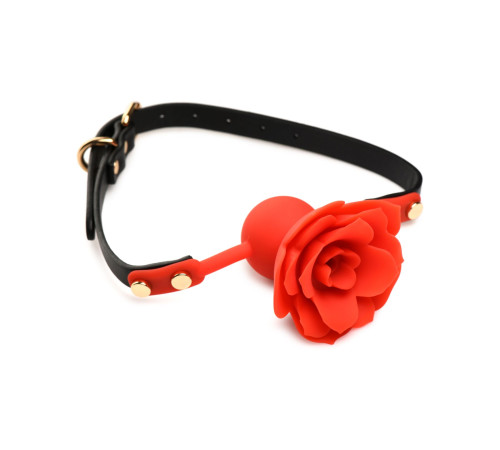 Силіконовий кляп з трояндою Master Series: Blossom Silicone Rose Gag – Red