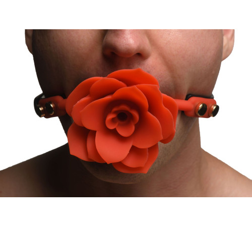 Силіконовий кляп з трояндою Master Series: Blossom Silicone Rose Gag – Red