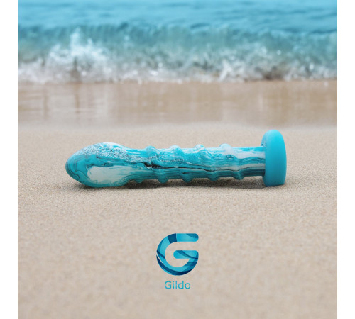 Скляний дилдо Gildo Ocean Wave, з силіконовою основою