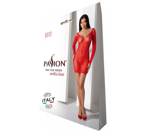 Напівпрозора мінісукня Passion BS101 One Size, red, рукави-мітенки