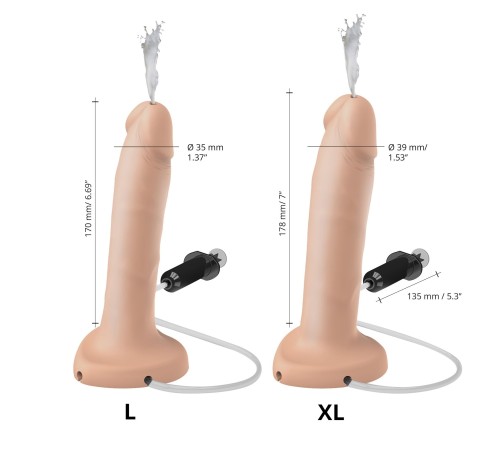 Фалоімітатор, що кінчає Strap-On-Me Squirting Cum Dildo Realistic Vanilla, діам. 3,5 см, силікон