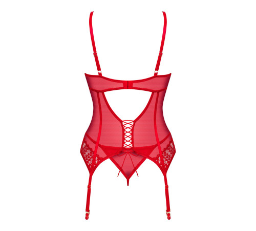 Комплект корсет та стрінги Obsessive Ingridia corset & thong XS/S, червоний