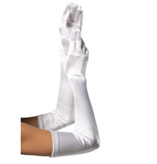 Довгі атласні рукавички Leg Avenue Extra Long Satin Gloves, One Size, білі