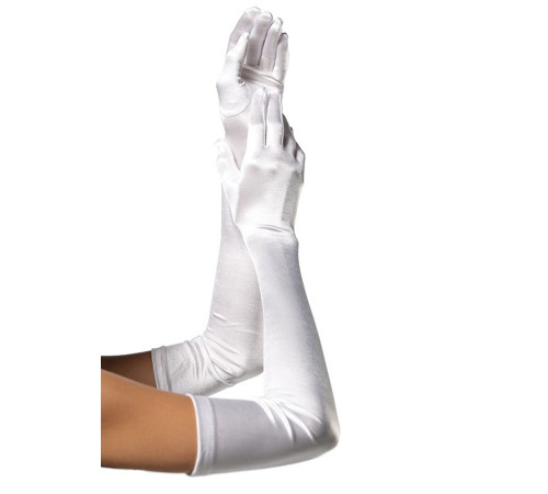 Довгі атласні рукавички Leg Avenue Extra Long Satin Gloves, One Size, білі