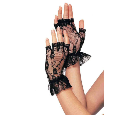 Короткі рукавички-гловелети Leg Avenue Wrist length fingerless gloves, One Size, чорні, сітка