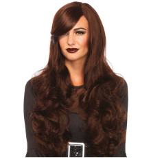 Хвиляста перука з косим чубчиком Leg Avenue Long Wavy Wig 68 см, коричнева