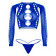 Комплект Leg Avenue Long sleeve crop top & string Royal Blue One Size, топ, стрінги