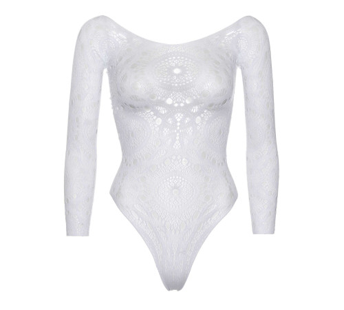 Еротичне боді-бодістокінг Leg Avenue Snap crotch thong back teddy White S/M