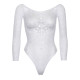 Еротичне боді-бодістокінг Leg Avenue Snap crotch thong back teddy White S/M