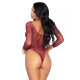 Сітчасте боді зі стразами Leg Avenue Crystalized fishnet bodysuit Burgundy One Size