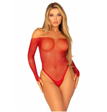 Сітчасте боді зі стразами Leg Avenue Crystalized fishnet bodysuit Red One Size