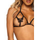 Еротичний комплект з відкритою чашкою Leg Avenue Open cup bra and pearl panty One Size Black