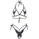 Еротичний комплект з відкритою чашкою Leg Avenue Open cup bra and pearl panty One Size Black