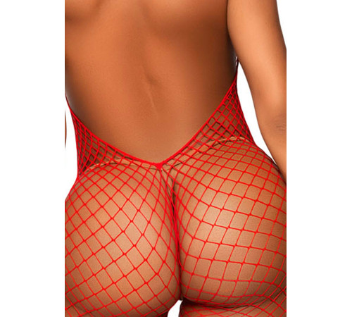 Еротичний сітчастий бодістокінг Leg Avenue Racer neck bodystocking Red